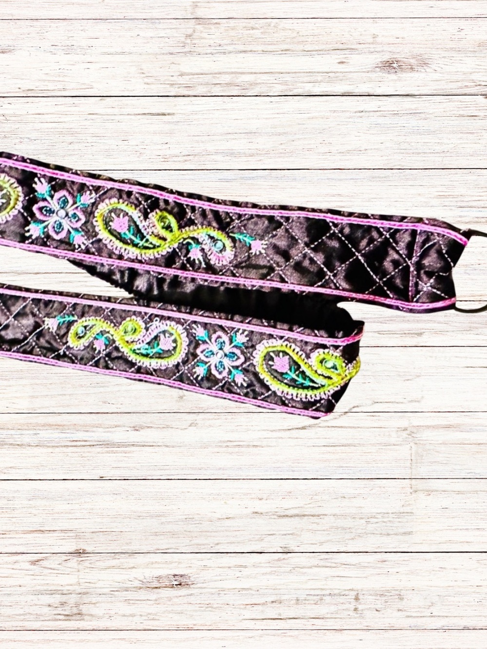 VINTAGE PAISLEY EMBROIDERED BELT Brown Pink Y2K Statement Belt Quilted Fabric